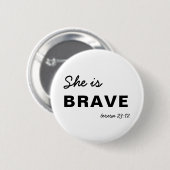 彼女は強い |  inspirational キリスト教の信仰 缶バッジ (正面&裏面)