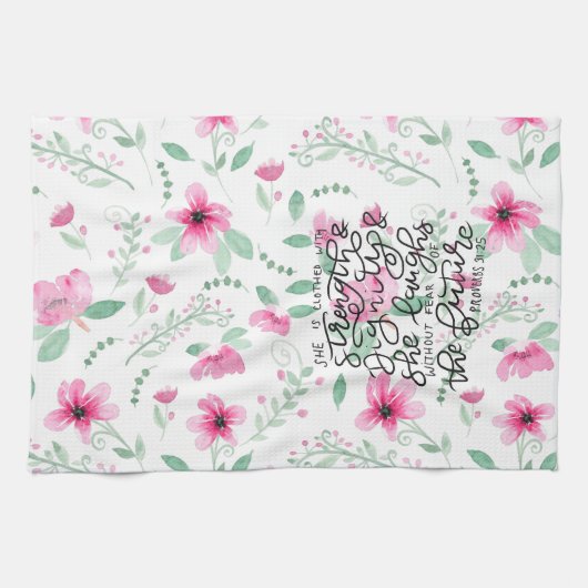 彼女は強さおよび威厳と着ます キッチンタオル (横)