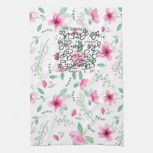 彼女は強さおよび威厳と着ます キッチンタオル (縦)