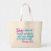 彼女は強さおよび威厳と着ます ラージトートバッグ (正面)