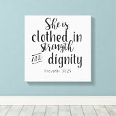 彼女は強さと尊厳で服を着ているProv31:25 キャンバスプリント (インサイチュ (ウッドフロア))