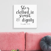 彼女は強さと尊厳で服を着ているProv31:25 キャンバスプリント (インサイチュ (リビング))