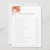 彼女は彼が言った秋フローラブライダルシャワーゲーム 招待状 (正面)