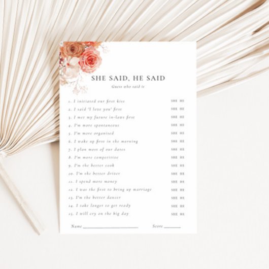 彼女は彼が言った秋フローラブライダルシャワーゲーム 招待状