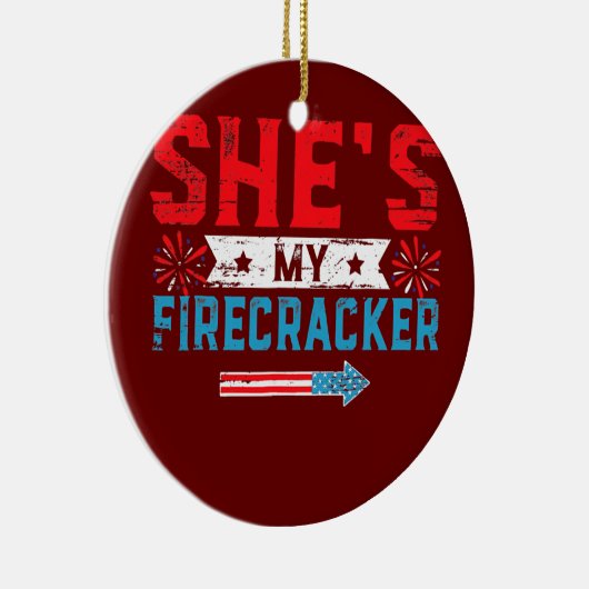 彼女は彼と彼女の4th 7月の私の爆竹である セラミックオーナメント (右)