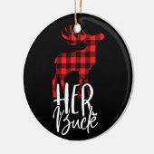 彼女は彼のDoeクリスマスカップルのマッチングPajama セラミックオーナメント (左)