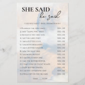 彼女は彼はブライダルシャワーゲームのCloud Nineと言った チラシ (正面)