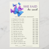 彼女は彼はブライダルシャワーゲーム蝶と言った チラシ (正面)