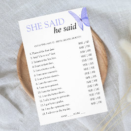 彼女は彼はブライダルシャワーゲーム蝶と言った チラシ