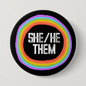 彼女は彼らジェンダーカラフルレインボーサークル代名詞 缶バッジ (正面)