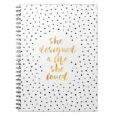 彼女は彼女がフェイクな金ゴールドホイルと愛した生命を設計しました ノートブック (正面)