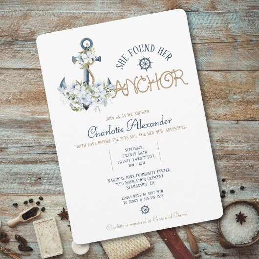 彼女は彼女のいかり航海のブライダルシャワー招待状を見つけた 招待状
