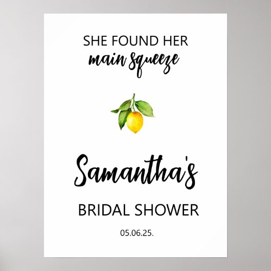 彼女は彼女のスクイーズブライダルシャワーウェルカムサインを見つけた ポスター (正面)