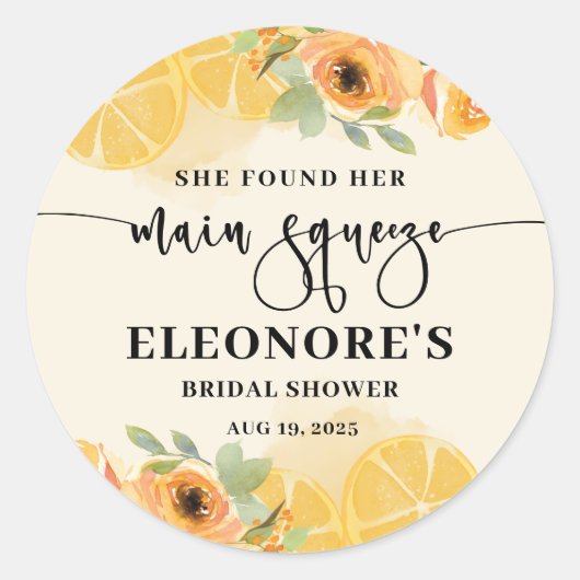 彼女は彼女のスクイーズブライダルシャワー封筒用シールを見つけた ラウンドシール (正面)