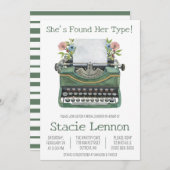 彼女は彼女のタイプを見つけた!タイプライターブライダルシャワー 招待状 (正面/裏面)