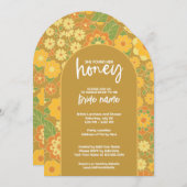 彼女は彼女のハチミツを見つけた – レトロ花ブライダルシャワー 招待状 (正面/裏面)