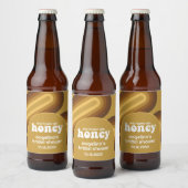 彼女は彼女のハニーを見つけた – レトロストライプブライダルシャワー ビールラベル (ボトル)