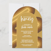 彼女は彼女のハニーを見つけた – レトロストライプブライダルシャワー 招待状 (正面)