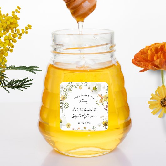 彼女は彼女のハニーイエローフローラブライダルシャワーを見つけた スクエアシール