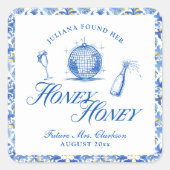 彼女は彼女のハニーハニーブルーギリシャバチェロレッテを見つけた スクエアシール (正面)