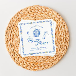 彼女は彼女のハニーハニーブルーギリシャバチェロレッテを見つけた スタンダードカクテルナプキン