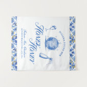 彼女は彼女のハニーハニーブルーギリシャバチェロレッテを見つけた タペストリー (正面(横))