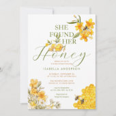 彼女は彼女のハニービーフローラブライダルシャワーを見つけた 招待状 (正面)