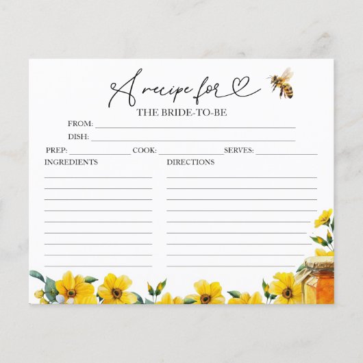 彼女は彼女のハニーブライダルシャワーレシピカードを見つけた (正面)