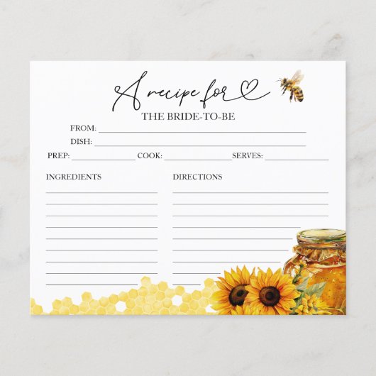 彼女は彼女のハニーブライダルシャワーレシピカードを見つけた (正面)