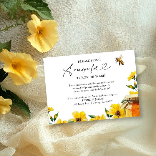 彼女は彼女のハニーブライダルシャワーレシピ要求を見つけた 招待状