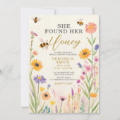 彼女は彼女のハニーワイルドフラワーのブライダルシャワーを見つけた 招待状 (正面)