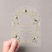 彼女は彼女のハニーワイルドフラワーブライダルシャワーを見つけた アクリル招待状 (インサイチュ (ポータブル))