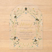 彼女は彼女のハニーワイルドフラワーブライダルシャワーを見つけた アクリル招待状 (正面)