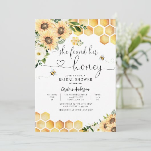 彼女は彼女のハニー素朴ブライダルウェディングシャワーを見つけた 招待状 (スタンド正面)
