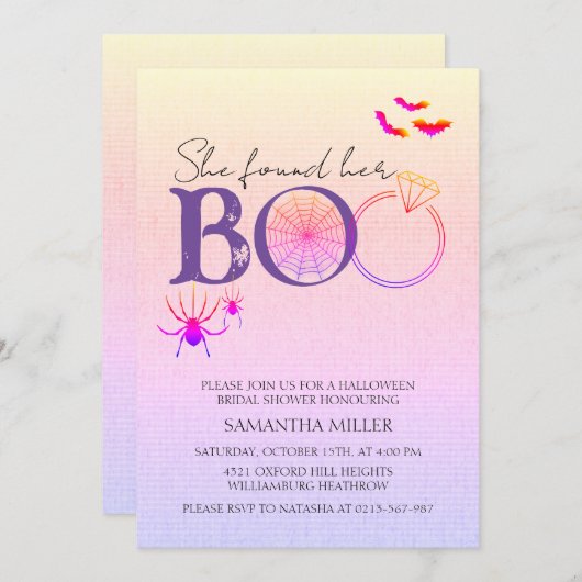 彼女は彼女のブパステルハロウィーンブライダルシャワーを見つけた 招待状 (正面/裏面)
