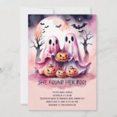 彼女は彼女のブピンクの幽霊ブライダルシャワー 招待状 (正面)