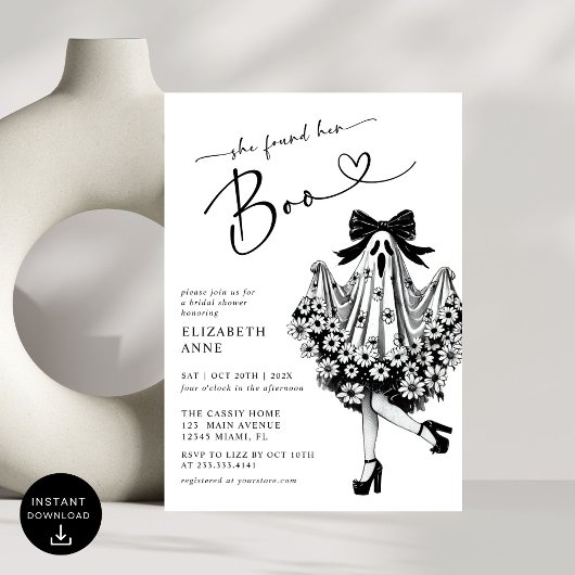 彼女は彼女のブー幽霊フローラブライダルシャワーを見つけた 招待状