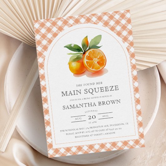 彼女は彼女のメイン絞りオレンジ色のブライダルシャワーを見つけた 招待状