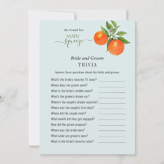 彼女は彼女のメイン絞りシャワートリビアゲームを見つけた 招待状 (正面)