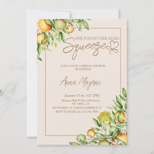 彼女は彼女のメイン絞りブライダルシャワーを見つけたカスタム 招待状 (正面)