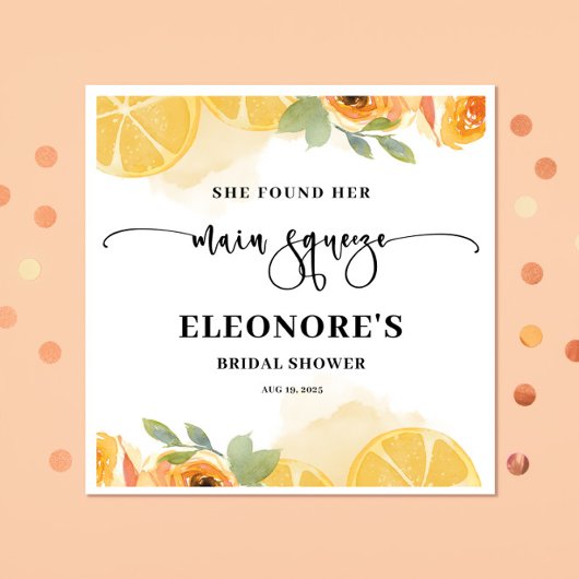 彼女は彼女のメイン絞りブライダルシャワーを見つけた スタンダードカクテルナプキン