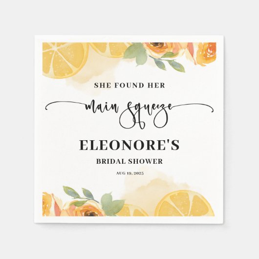 彼女は彼女のメイン絞りブライダルシャワーを見つけた スタンダードカクテルナプキン (正面)