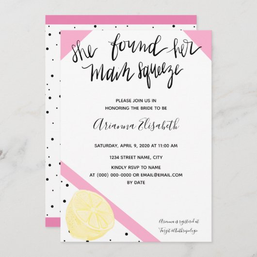 彼女は彼女のメイン絞りブライダルシャワー招待状を見つけた 招待状 (正面/裏面)