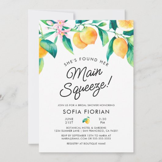 彼女は彼女のメイン絞りブライダルシャワー招待状を見つけた 招待状 (正面)