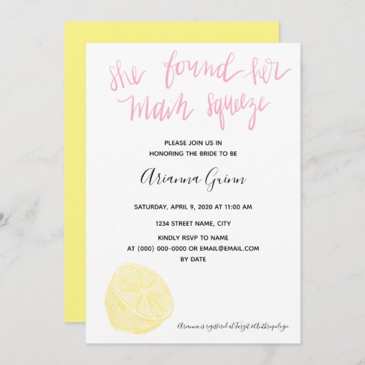 彼女は彼女のメイン絞りブライダルシャワー招待状を見つけた 招待状 (正面/裏面)