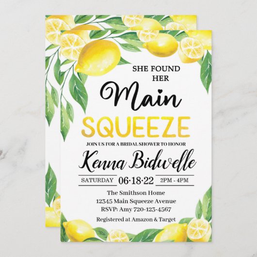 彼女は彼女のメイン絞りブライダルシャワー招待状を見つけた 招待状 (正面/裏面)