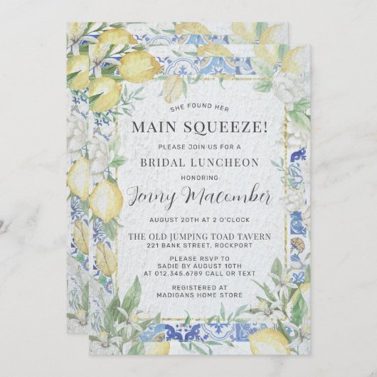 彼女は彼女のメイン絞りブライダルシャワー昼食会を見つけた 招待状 (正面/裏面)