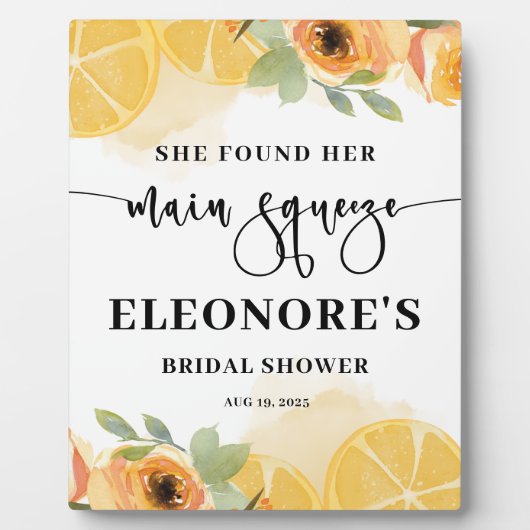 彼女は彼女のメイン絞りブライダルシャワー歓迎 フォトプラーク (正面)