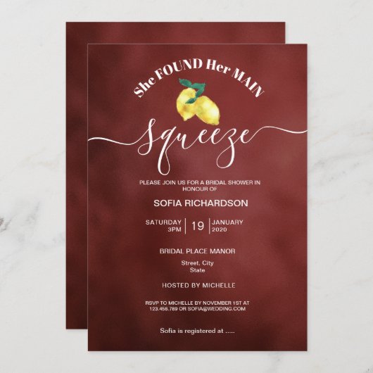 彼女は彼女のメイン絞りレモンの夏イタリアのインビを見つけた 招待状 (正面/裏面)