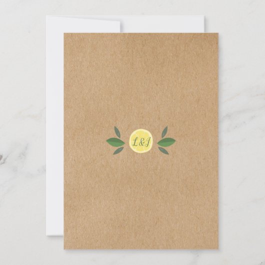 彼女は彼女のメイン絞りレモンウェディングシャワーを見つけた 招待状 (裏面)